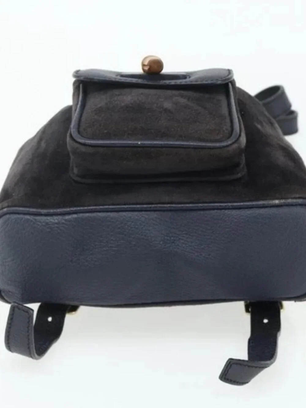 GUCCI Bamboo Backpack Suede Black Gold Auth ep14563